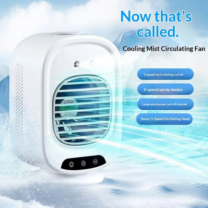 L16 Portable Air Conditioner Fan USB-C Rechargeable 3-Speed Desktop Cooling Mist Humidifier - White - 4
