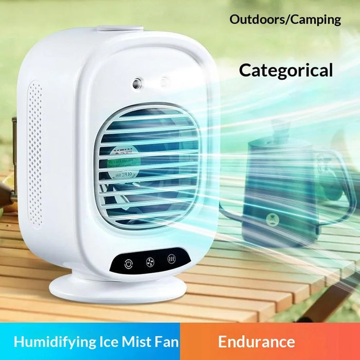 L16 Portable Air Conditioner Fan USB-C Rechargeable 3-Speed Desktop Cooling Mist Humidifier - White - 5