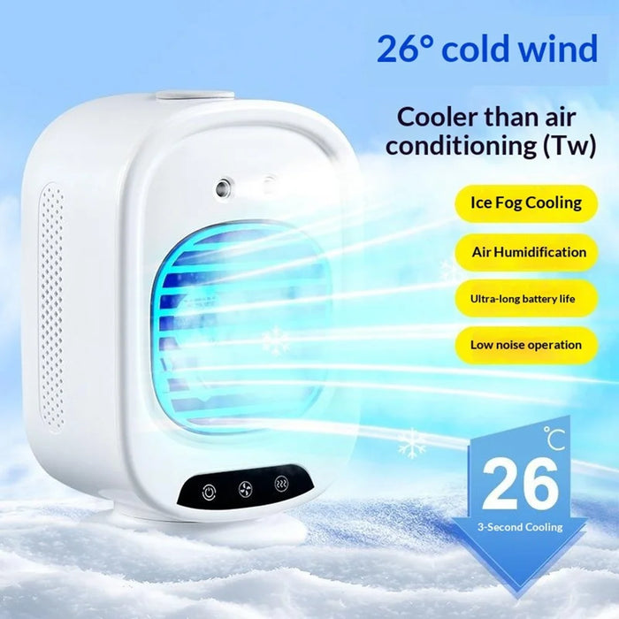 L16 Portable Air Conditioner Fan USB-C Rechargeable 3-Speed Desktop Cooling Mist Humidifier - White - 6