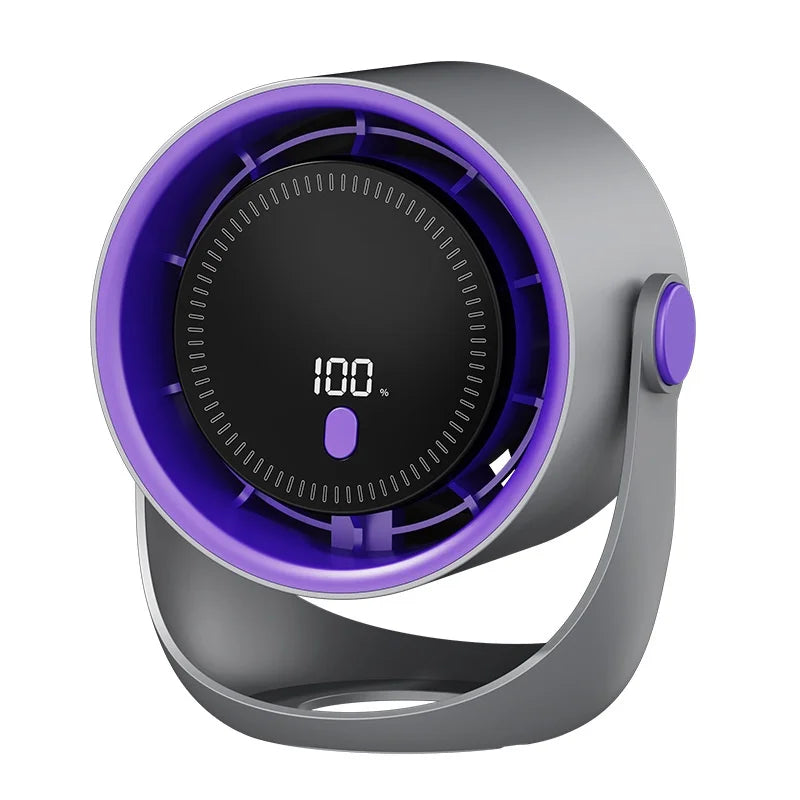 Z3 100-Speed Air Circulation Fan USB Rechargeable 360 Degree Oscillation Wall Mount Desktop Fan - Gray Purple - 1