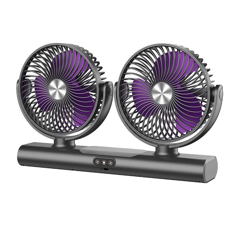 FS-39 Dual Head Oscillating Fan with Light USB Rechargeable 360 Degree Air Circulator for Desk Wall Mount - Gray - 1