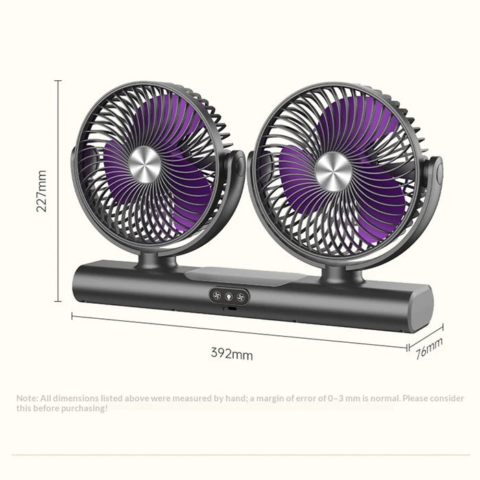 FS-39 Dual Head Oscillating Fan with Light USB Rechargeable 360 Degree Air Circulator for Desk Wall Mount - Gray - 7