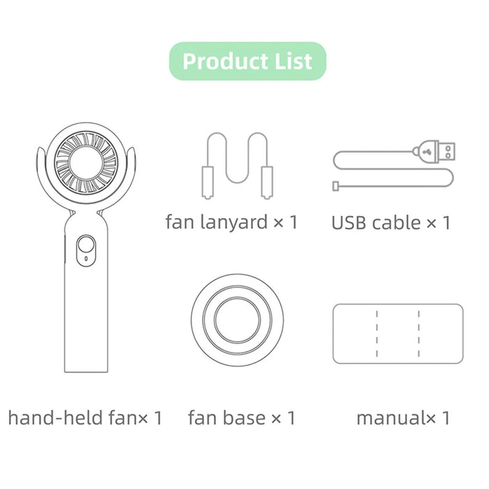 F10 Mini Portable Handheld Desktop Neck Hanging Rotatable Fan Cooler Rechargeable Summer Cooling Fan - White - 5