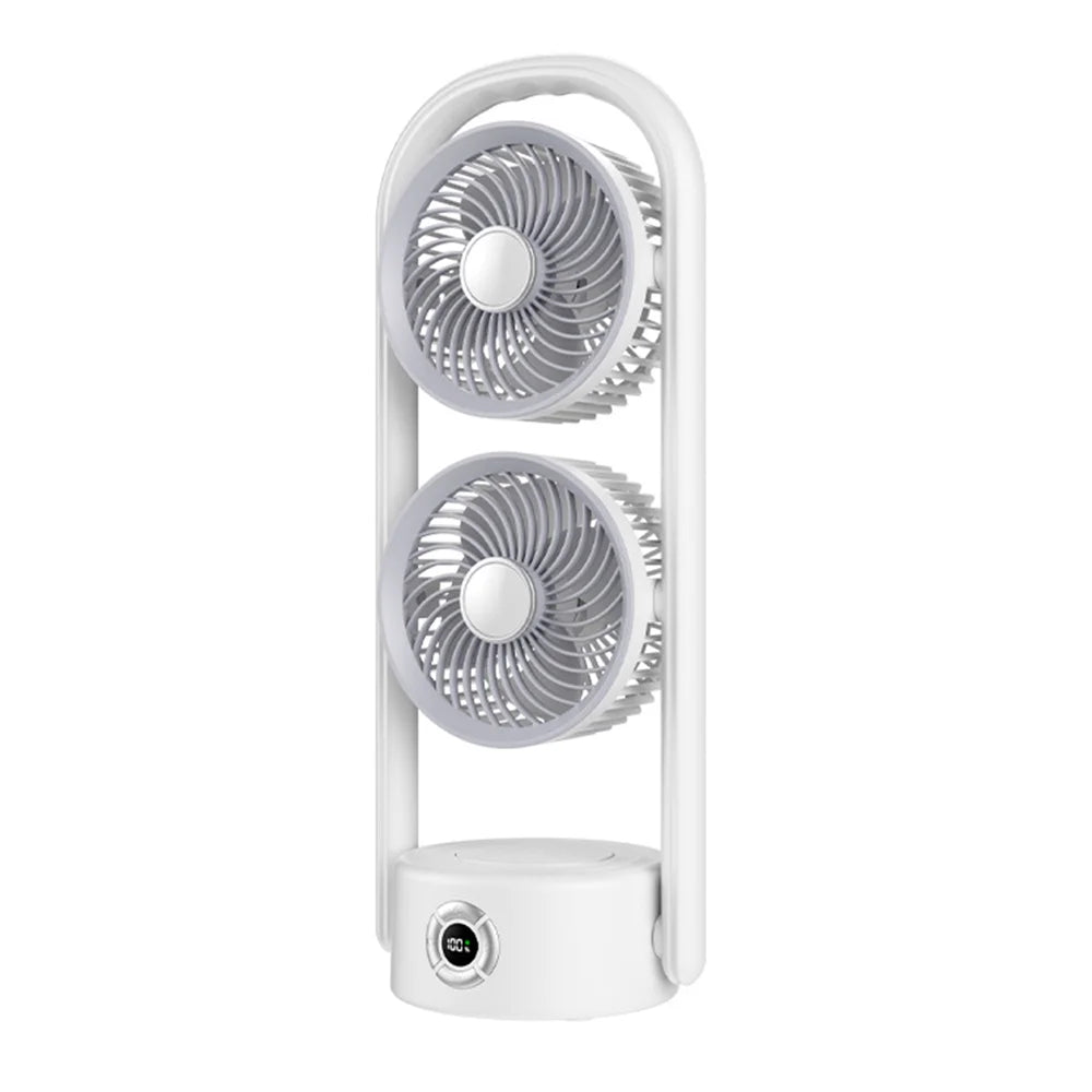 Dual Head Circulating Fan 5 Speeds 10H Timer Low Noise for Desktop Camping Bedroom - White - 1