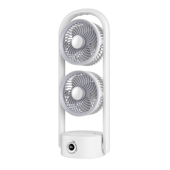 Dual Head Circulating Fan 5 Speeds 10H Timer Low Noise for Desktop Camping Bedroom - White - 1
