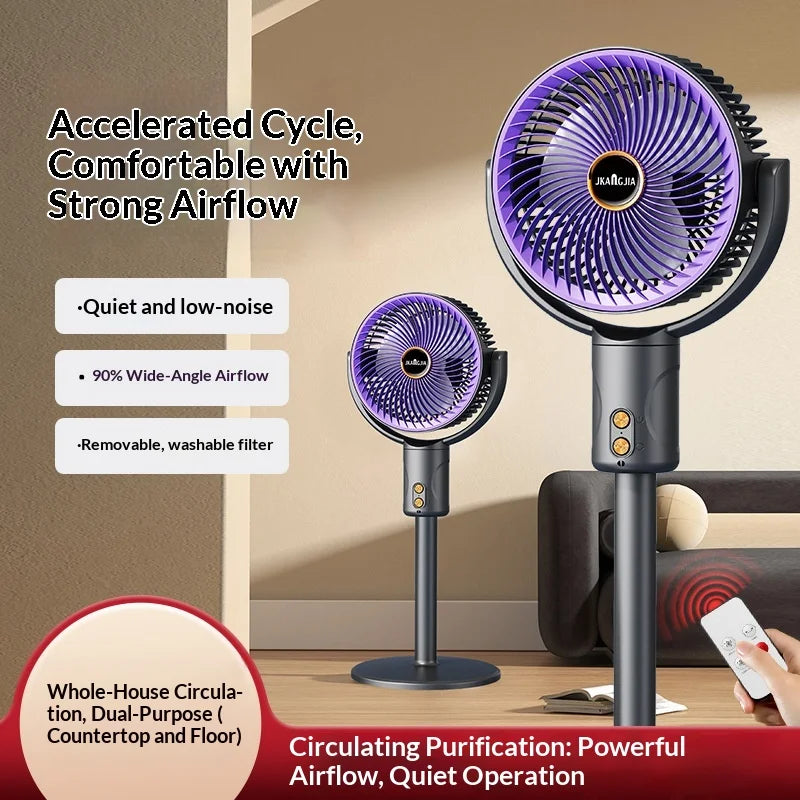 Air Circulation Fan Remote Control 5-Speed Low Noise Adjustable Height Oscillating Floor Fan - Gray Purple - 4