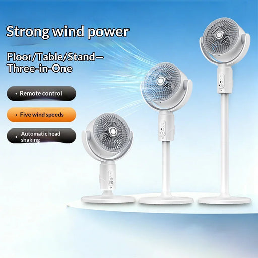 F1 Air Circulator Fan Adjustable Height Quiet Desktop Floor Stand Fan with Remote Control - Plug-In Style - 2