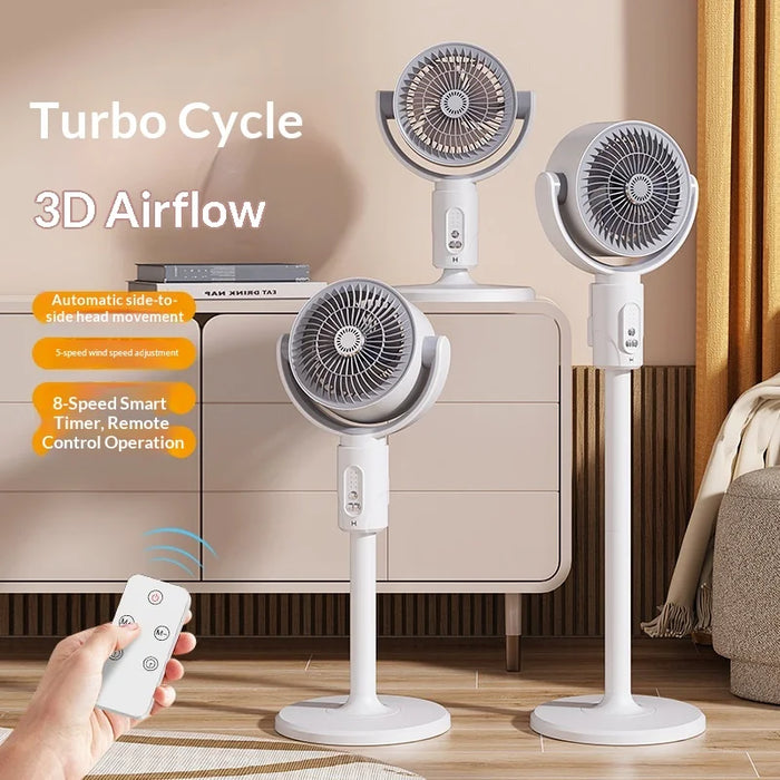 F1 Air Circulator Fan Adjustable Height Quiet Desktop Floor Stand Fan with Remote Control - Plug-In Style - 3