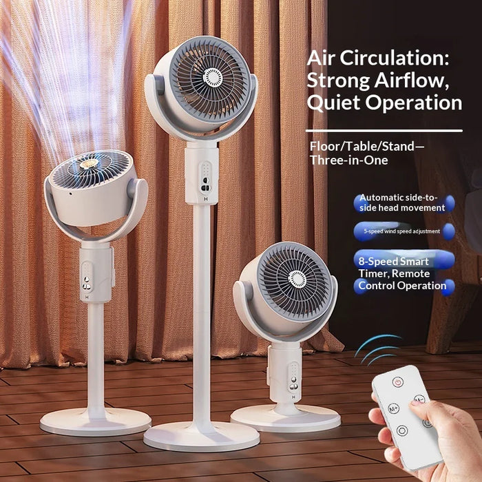 F1 Air Circulator Fan Adjustable Height Quiet Desktop Floor Stand Fan with Remote Control - Plug-In Style - 4