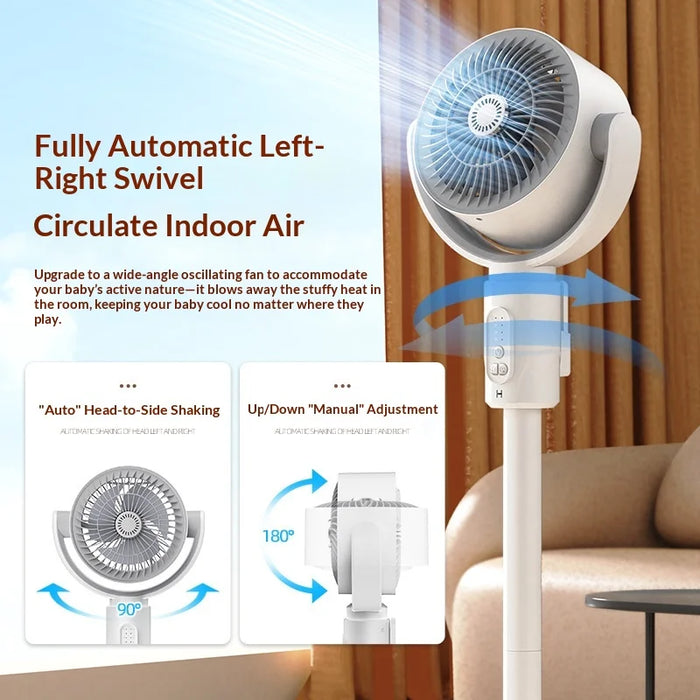 F1 Air Circulator Fan Adjustable Height Quiet Desktop Floor Stand Fan with Remote Control - Plug-In Style - 5