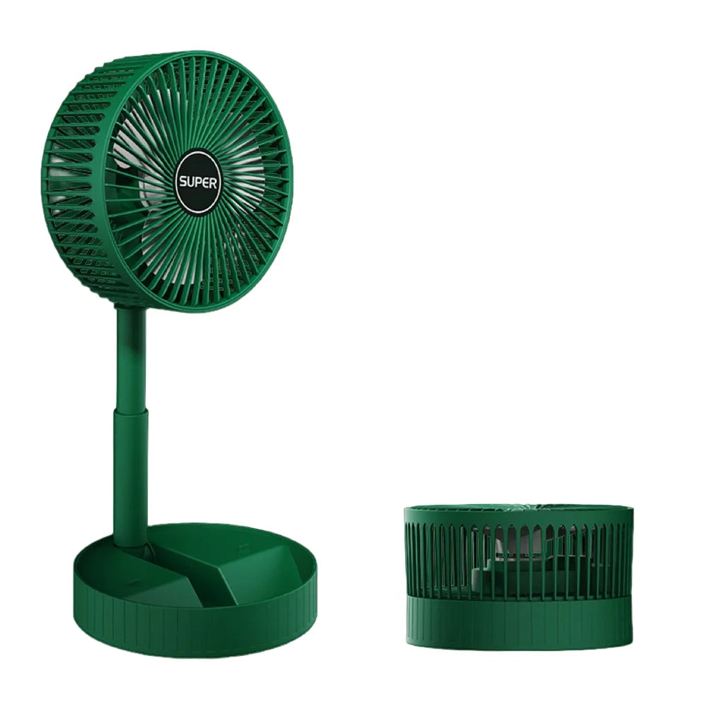 Foldable USB Rechargeable Desktop Fan 3-Speed Silent Portable Cooling Fan with Phone Holder - Green - 1