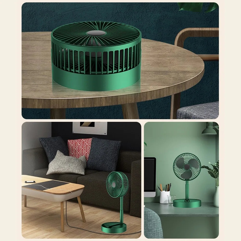 Foldable USB Rechargeable Desktop Fan 3-Speed Silent Portable Cooling Fan with Phone Holder - Green - 2