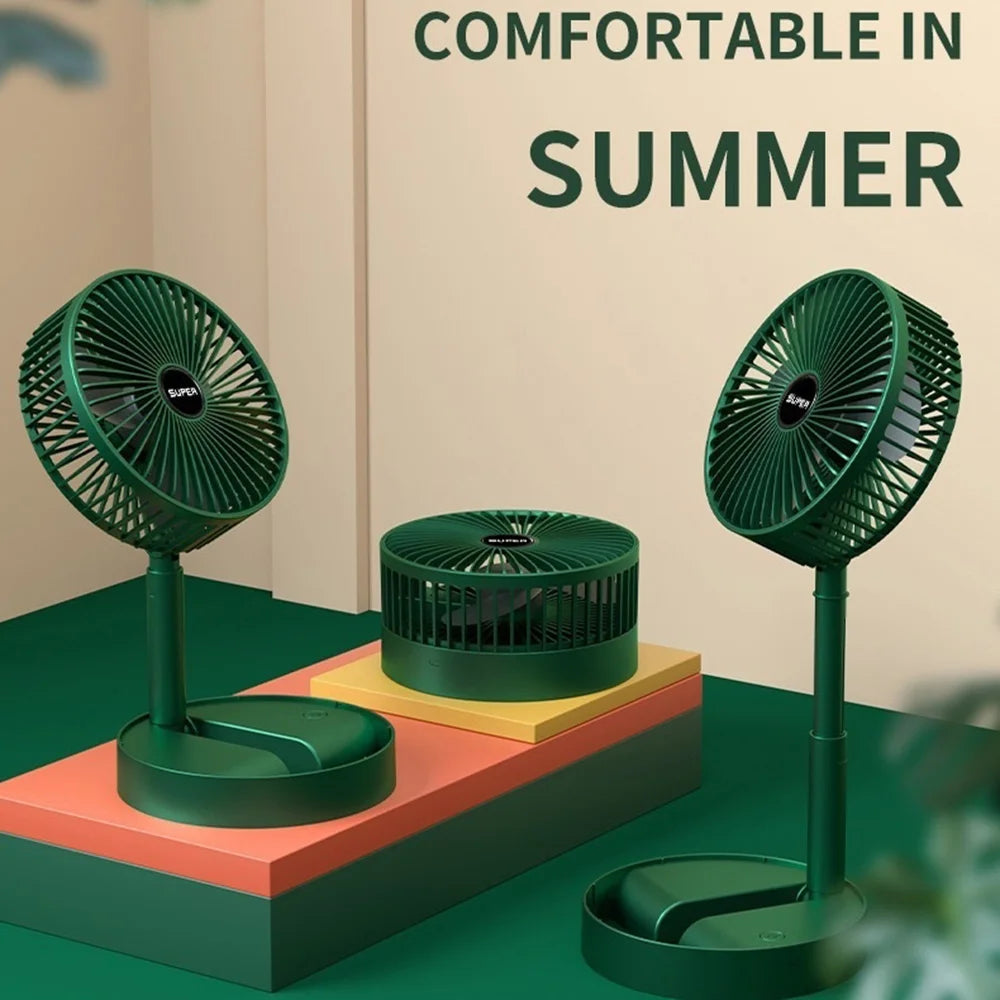 Foldable USB Rechargeable Desktop Fan 3-Speed Silent Portable Cooling Fan with Phone Holder - Green - 3