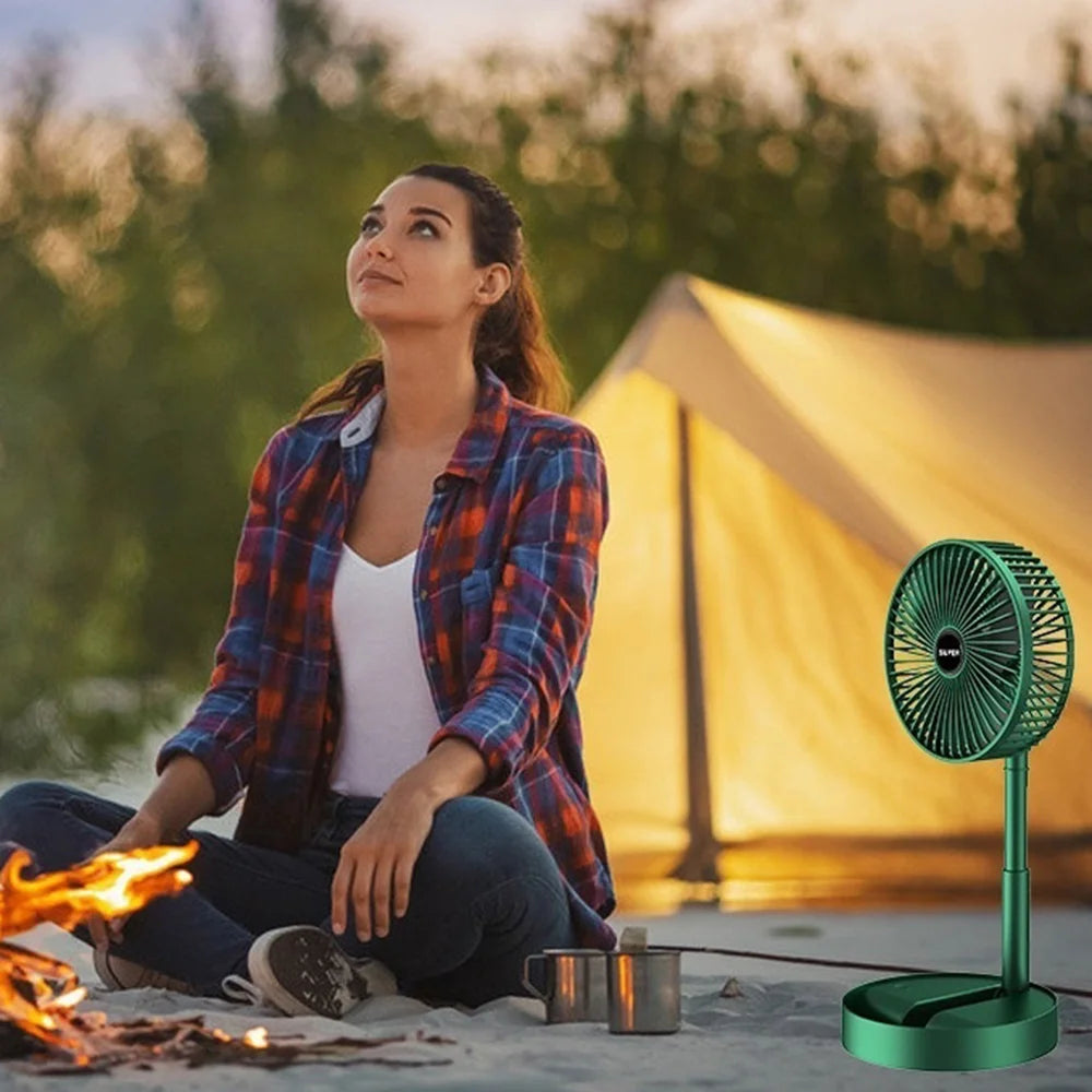 Foldable USB Rechargeable Desktop Fan 3-Speed Silent Portable Cooling Fan with Phone Holder - Green - 5