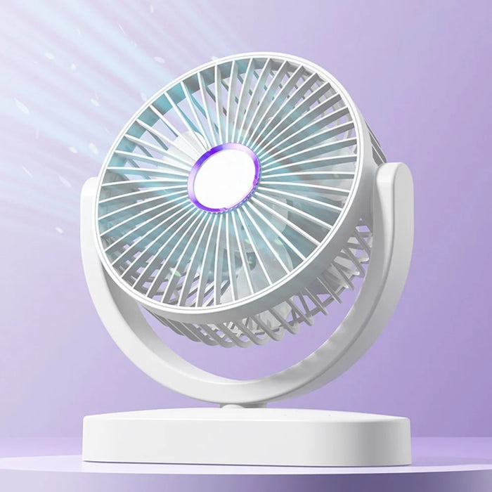 USB Desktop Fan Rechargeable Low Noise 360 Degree Rotation 3-Speed for Home Office Dorm - White - 3