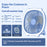 USB Rechargeable Cooling Fan with Light 3-Speed Low Noise Portable Desk Fan - Blue - 2