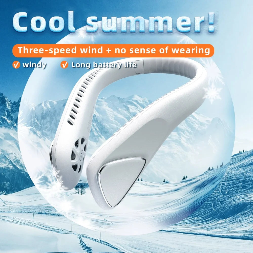 F70 Outdoor Sports Neck Fan 3 Gears Low Noise Summer Cooling Bladeless Neck-mounted Fan - White - 2