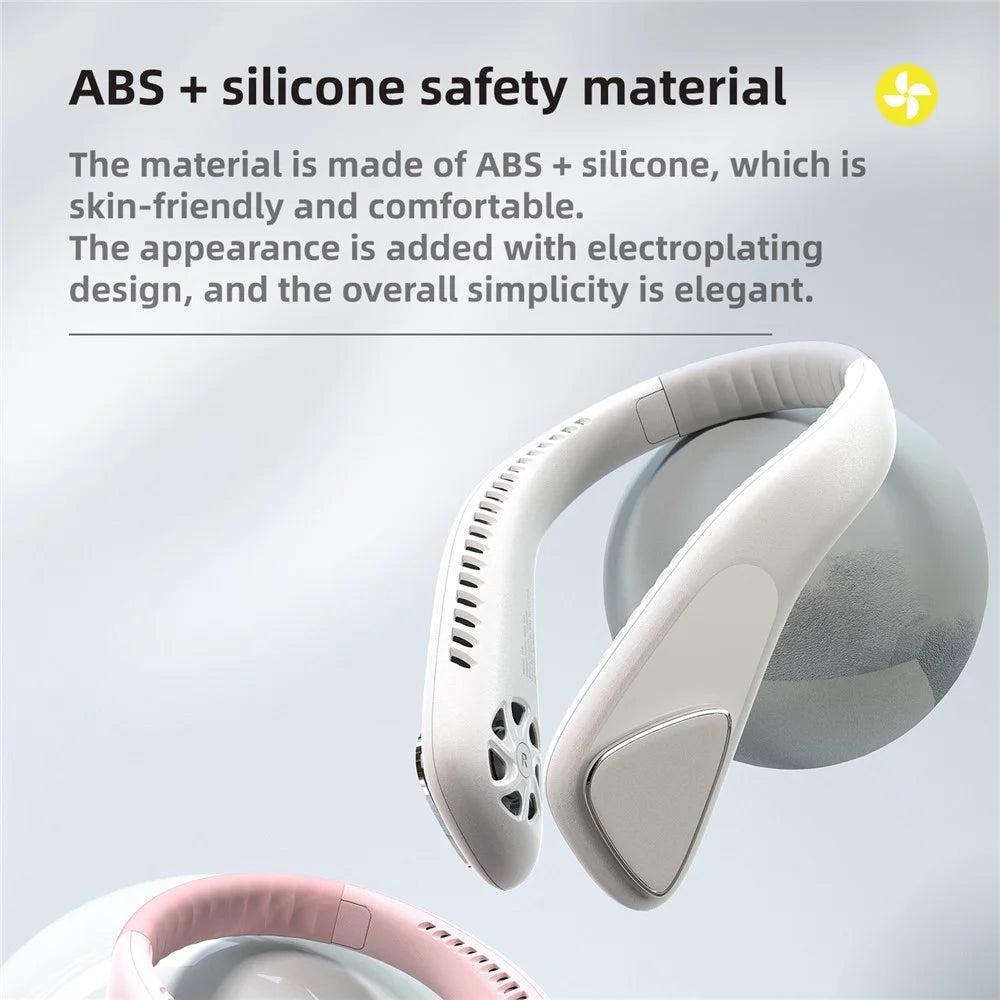 F70 Outdoor Sports Neck Fan 3 Gears Low Noise Summer Cooling Bladeless Neck-mounted Fan - White - 3