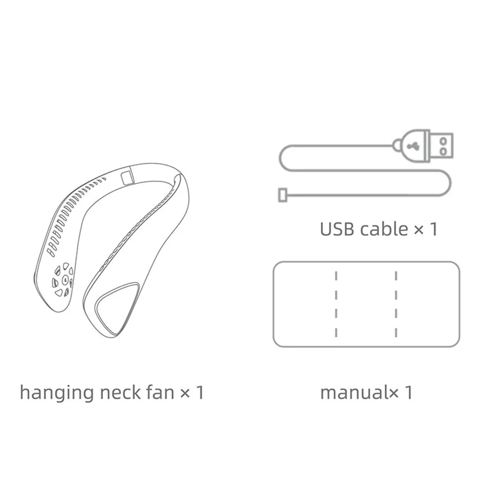F70 Outdoor Sports Neck Fan 3 Gears Low Noise Summer Cooling Bladeless Neck-mounted Fan - White - 6