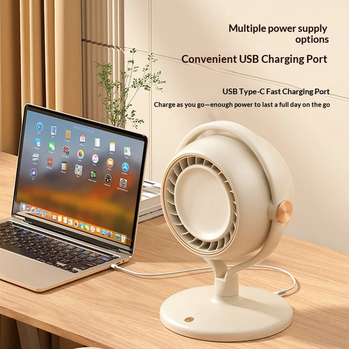 Y-3 Floor Standing Bladeless Fan 1800mAh USB-C Rechargeable 3-Speed Air Circulation Fan - Beige - 4