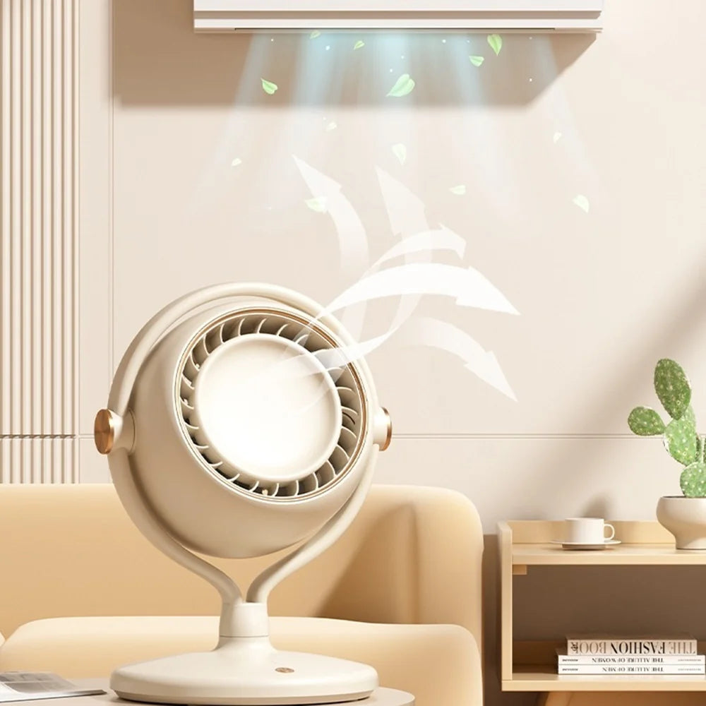 Bladeless Desktop Fan USB-C Rechargeable Air Circulation Fan 3 Speeds 1800mAh Cooling Fan - Beige - 6