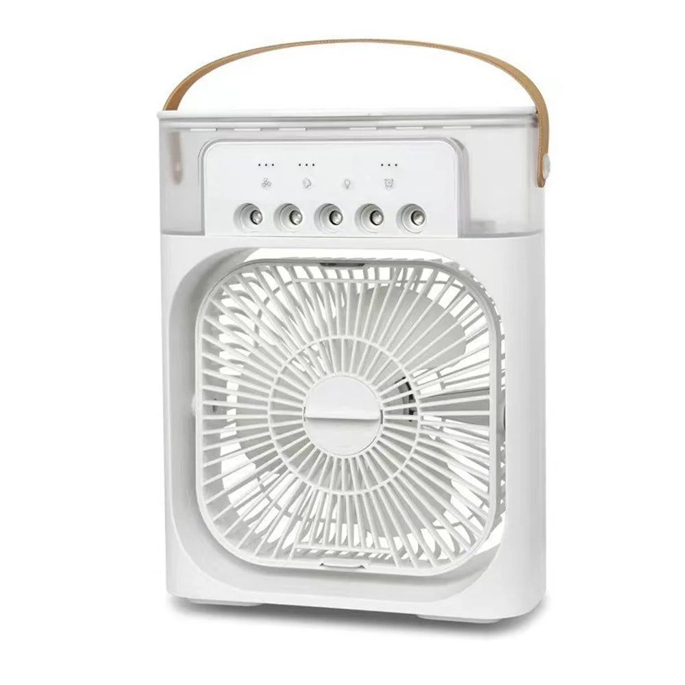 YH-171 Size M 5-Hole Misting Fan USB Desktop Portable 3-Speed Desk Fan with 600ml Water Tank - White - 1