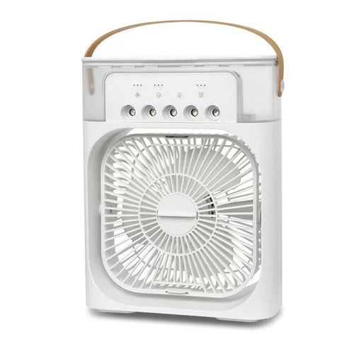 YH-171 Size M 5-Hole Misting Fan USB Desktop Portable 3-Speed Desk Fan with 600ml Water Tank - White - 1