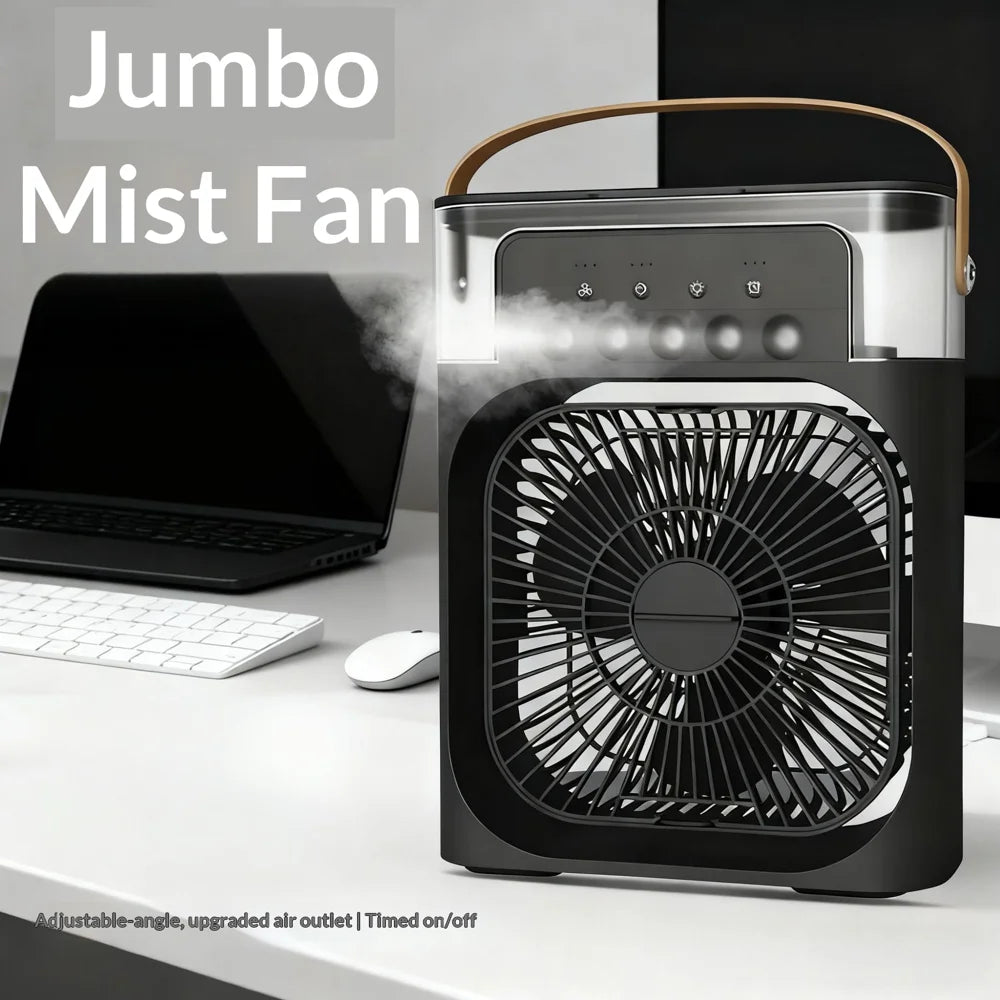 YH-171 Size M 5-Hole Misting Fan USB Desktop Portable 3-Speed Desk Fan with 600ml Water Tank - White - 4