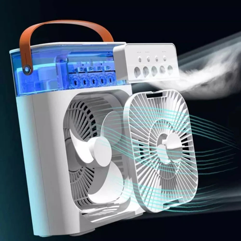 YH-171 Size M 5-Hole Misting Fan USB Desktop Portable 3-Speed Desk Fan with 600ml Water Tank - White - 7