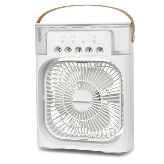 YH-171 Size L 5-Hole Misting Fan USB Desktop Portable 3-Speed Desk Fan with 600ml Water Tank - White - 1