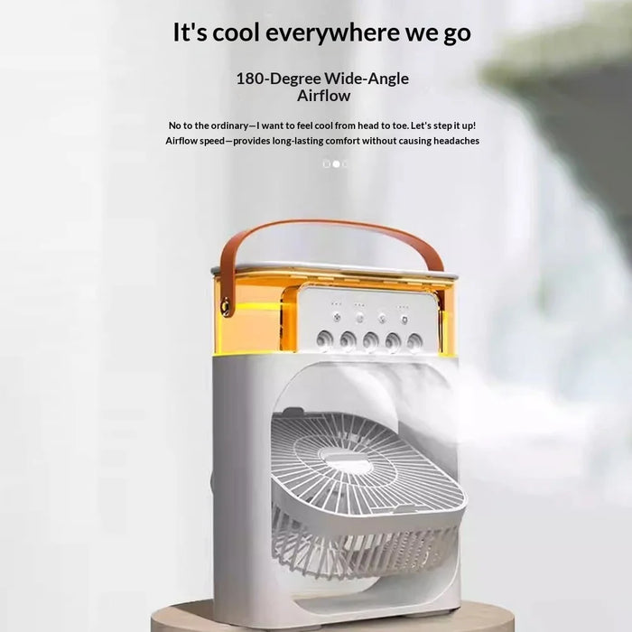 YH-171 Size L 5-Hole Misting Fan USB Desktop Portable 3-Speed Desk Fan with 600ml Water Tank - White - 3