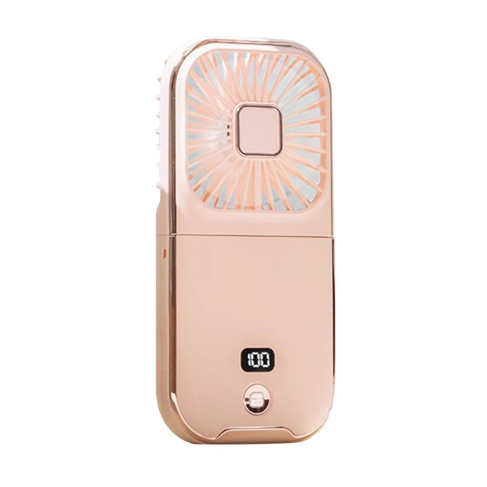 F30 Pro Digital Display Pocket Mini Fan Neck Mounted Handheld 3-Speed Folding Fan with Power Bank Function - Pink - 1