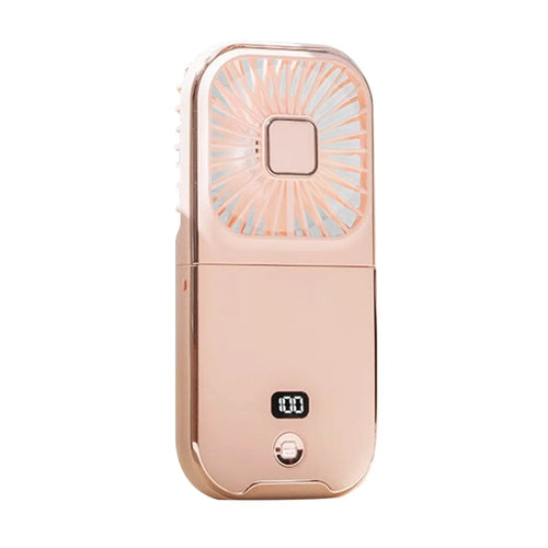 F30 Pro Digital Display Pocket Mini Fan Neck Mounted Handheld 3-Speed Folding Fan with Power Bank Function - Pink - 1
