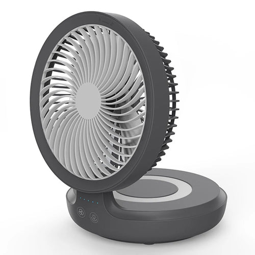 EDON E808 Portable Desktop Wall Mount ABS Fan Cooler Foldable Rechargeable Summer Cooling Fan - Grey - 1