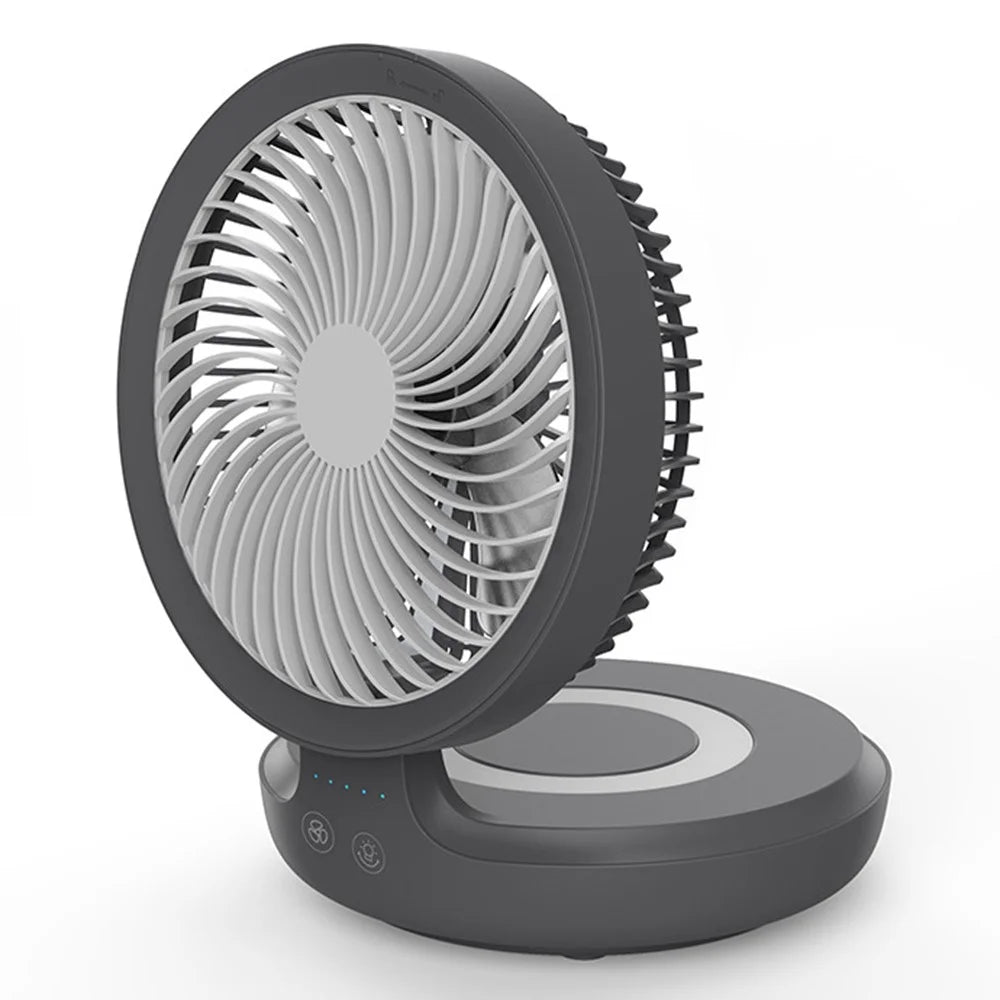 EDON E808 Portable Desktop Wall Mount ABS Fan Cooler Foldable Rechargeable Summer Cooling Fan - Grey - 1