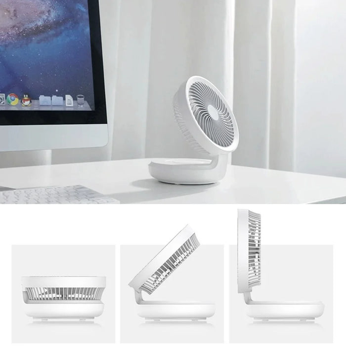 EDON E808 Portable Desktop Wall Mount ABS Fan Cooler Foldable Rechargeable Summer Cooling Fan - Grey - 2
