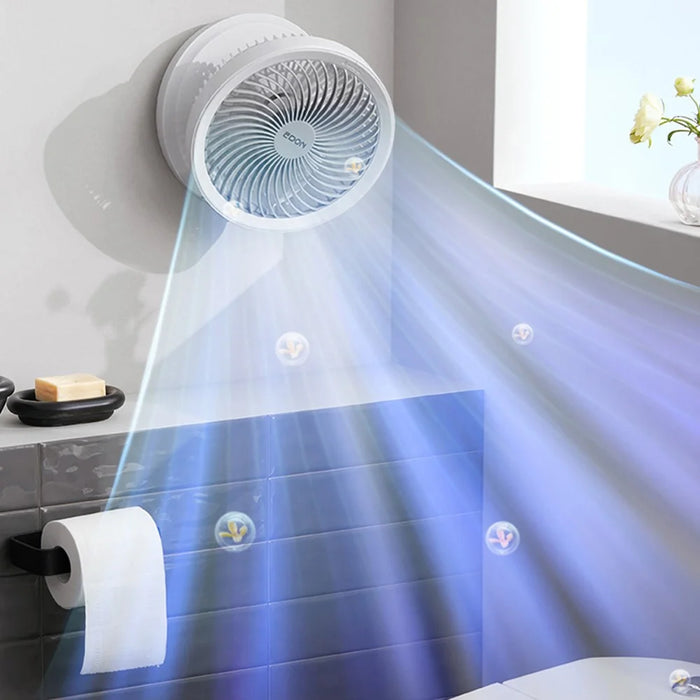 EDON E808 Portable Desktop Wall Mount ABS Fan Cooler Foldable Rechargeable Summer Cooling Fan - Grey - 6
