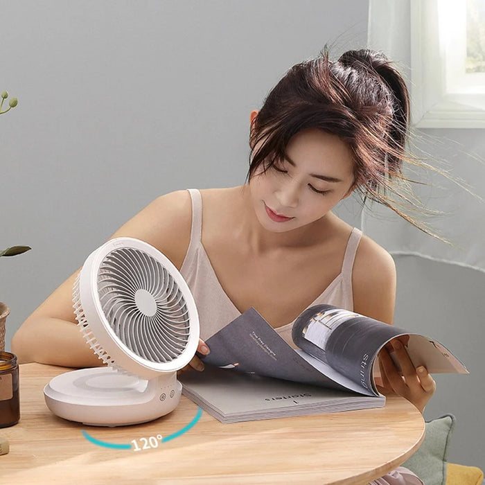 EDON E808 Portable Desktop Wall Mount ABS Fan Cooler Foldable Rechargeable Summer Cooling Fan - Grey - 7