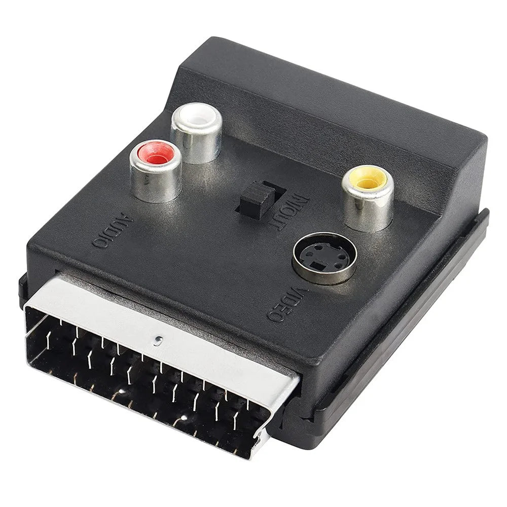 JUNSUNMAY 21 Pin Scart Male to Female S-Video 3 RCA Adapter Switchable In Out Audio Converter - 2
