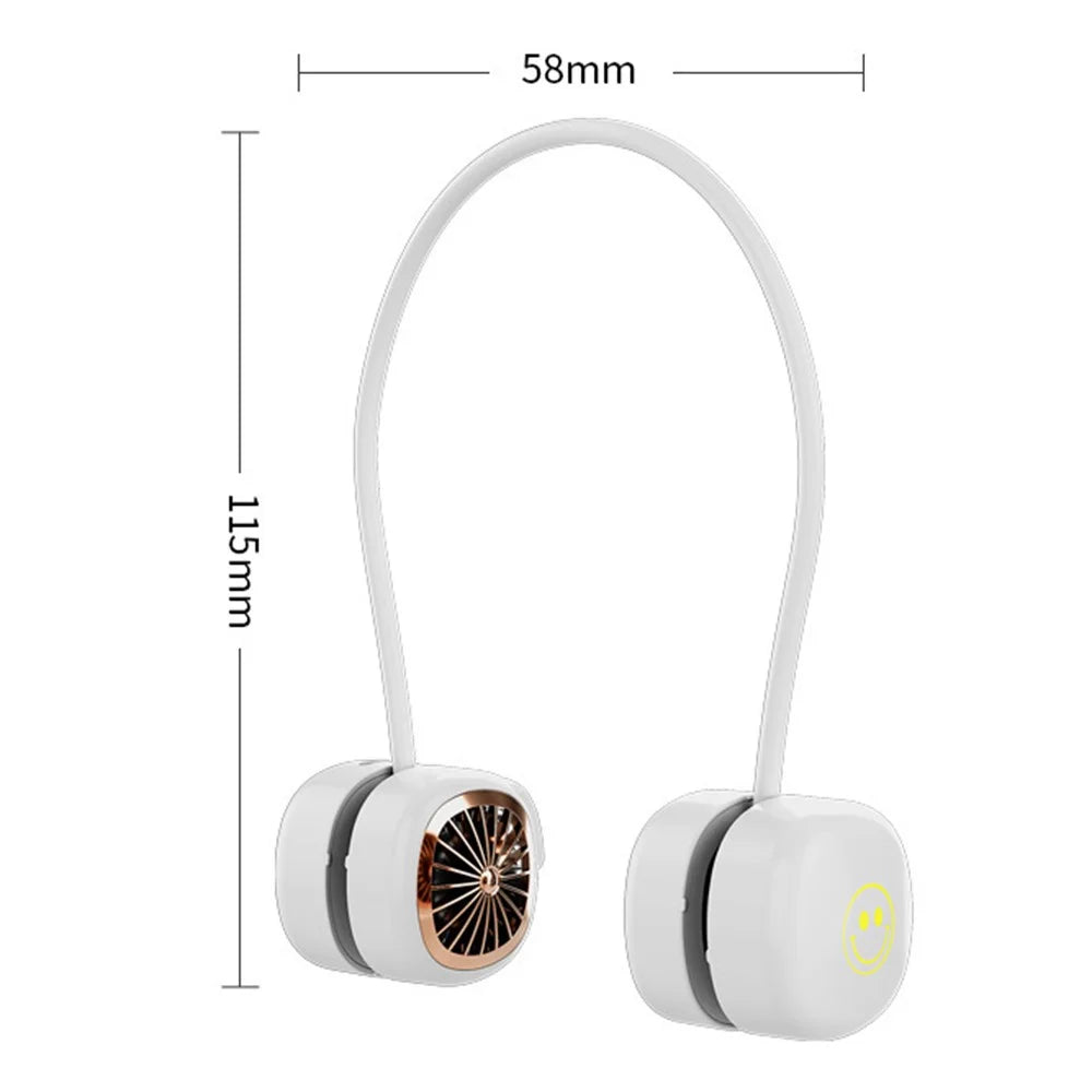 P70 Foldable USB Charging Hanging Neck Mini ABS Cooling Fan Summer Mute Fan Cooler - Black - 7