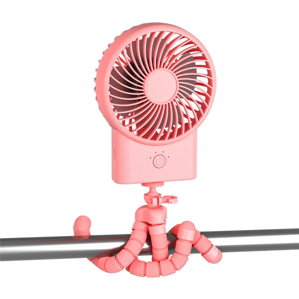 Octopus Portable Outdoor Fan Cooler USB Rechargeable Summer ABS Hand-held Cooling Fan - Pink - 1