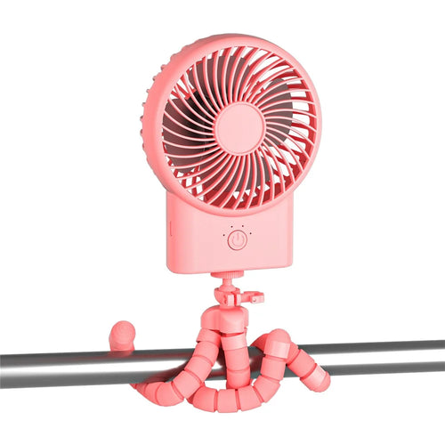 Octopus Portable Outdoor Fan Cooler USB Rechargeable Summer ABS Hand-held Cooling Fan - Pink - 1