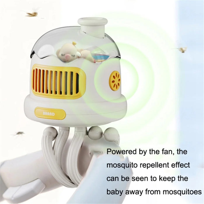 Stroller Cooling Fan Flexible Tripod Clip-on Silent Fan Handheld Personal Fan for Dormitory (No Shaking) - White - 2