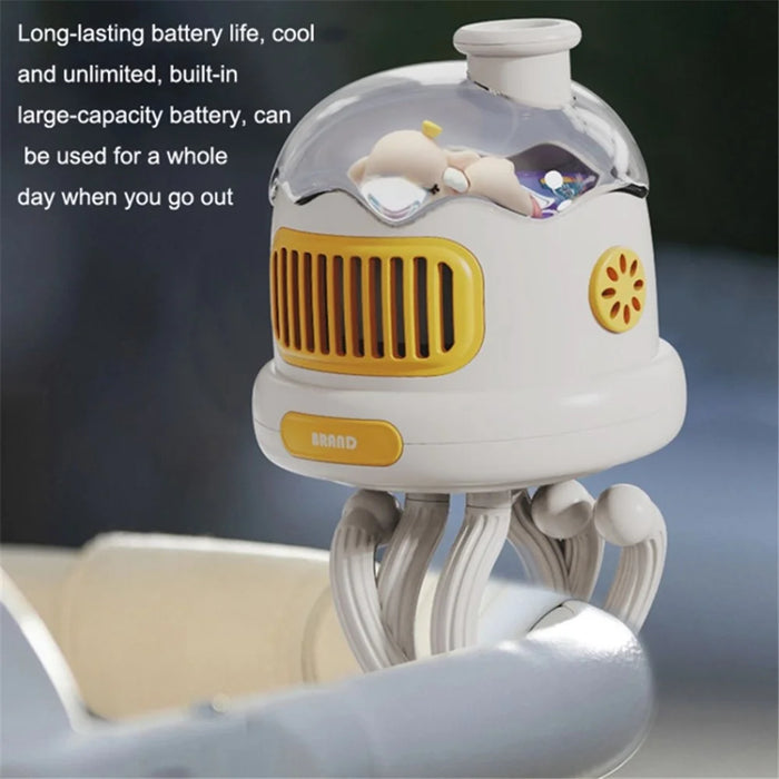 Stroller Cooling Fan Flexible Tripod Clip-on Silent Fan Handheld Personal Fan for Dormitory (No Shaking) - White - 4