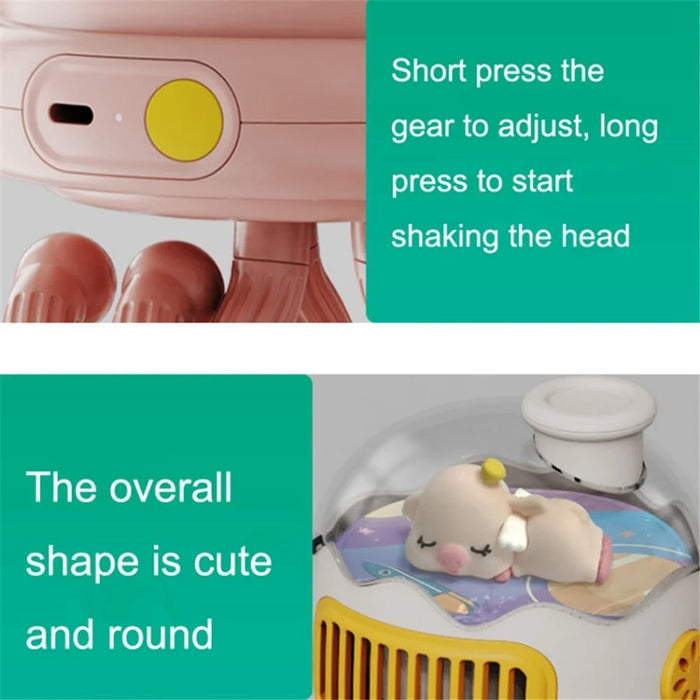 Stroller Cooling Fan Flexible Tripod Clip-on Silent Fan Handheld Personal Fan for Dormitory (No Shaking) - White - 6
