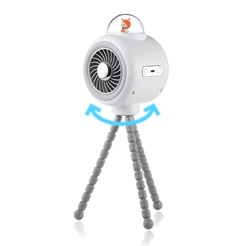 Cute Rabbit Indoor Outdoor Cooling Fan Flexible Tripod Clip-on Stroller Fan Handheld Silent Rotating Air Cooler - White - 1