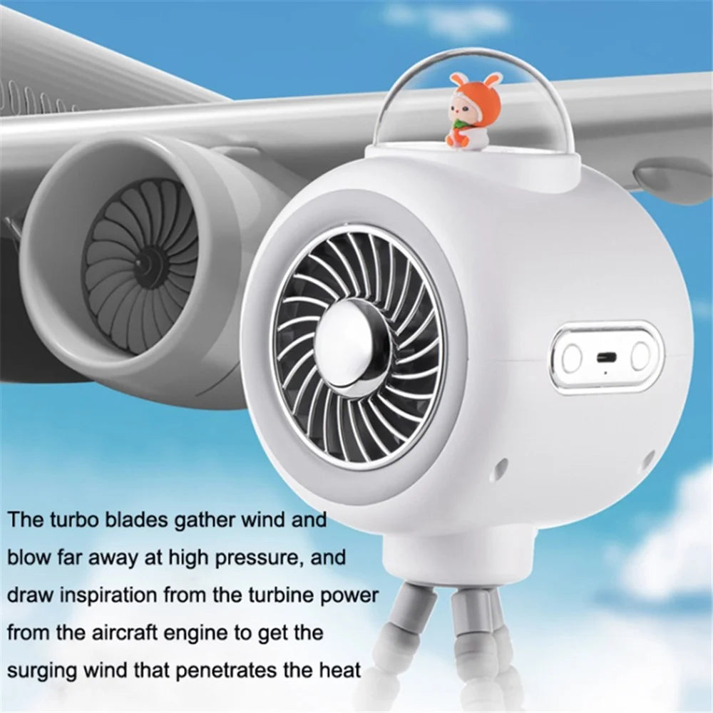 Cute Rabbit Indoor Outdoor Cooling Fan Flexible Tripod Clip-on Stroller Fan Handheld Silent Rotating Air Cooler - White - 4