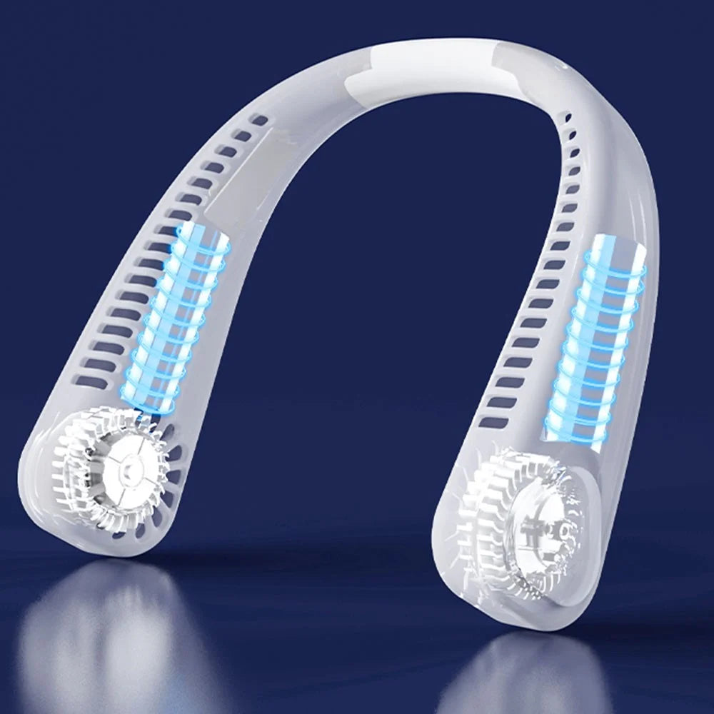 F2 USB Summer Air Cooling Neck Fan Leafless Hanging Neck Fan Bladeless Neckband Fan - White - 4