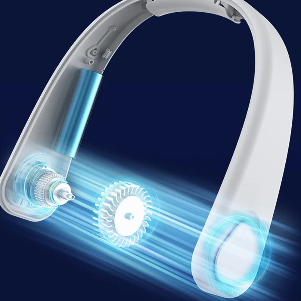 F2 USB Summer Air Cooling Neck Fan Leafless Hanging Neck Fan Bladeless Neckband Fan - White - 5