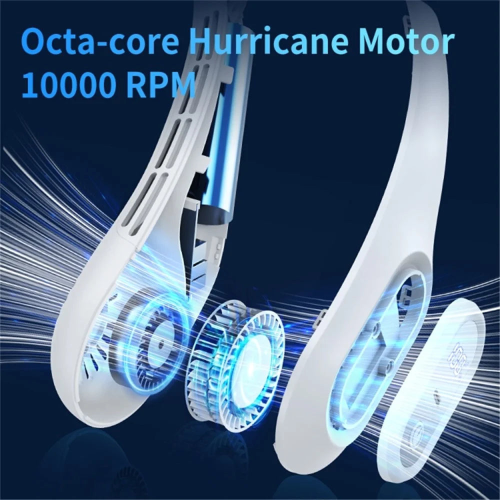 J18 Summer Neck-mounted Cooling Fan Portable Bladeless Air Fan with Digital Display - White - 3